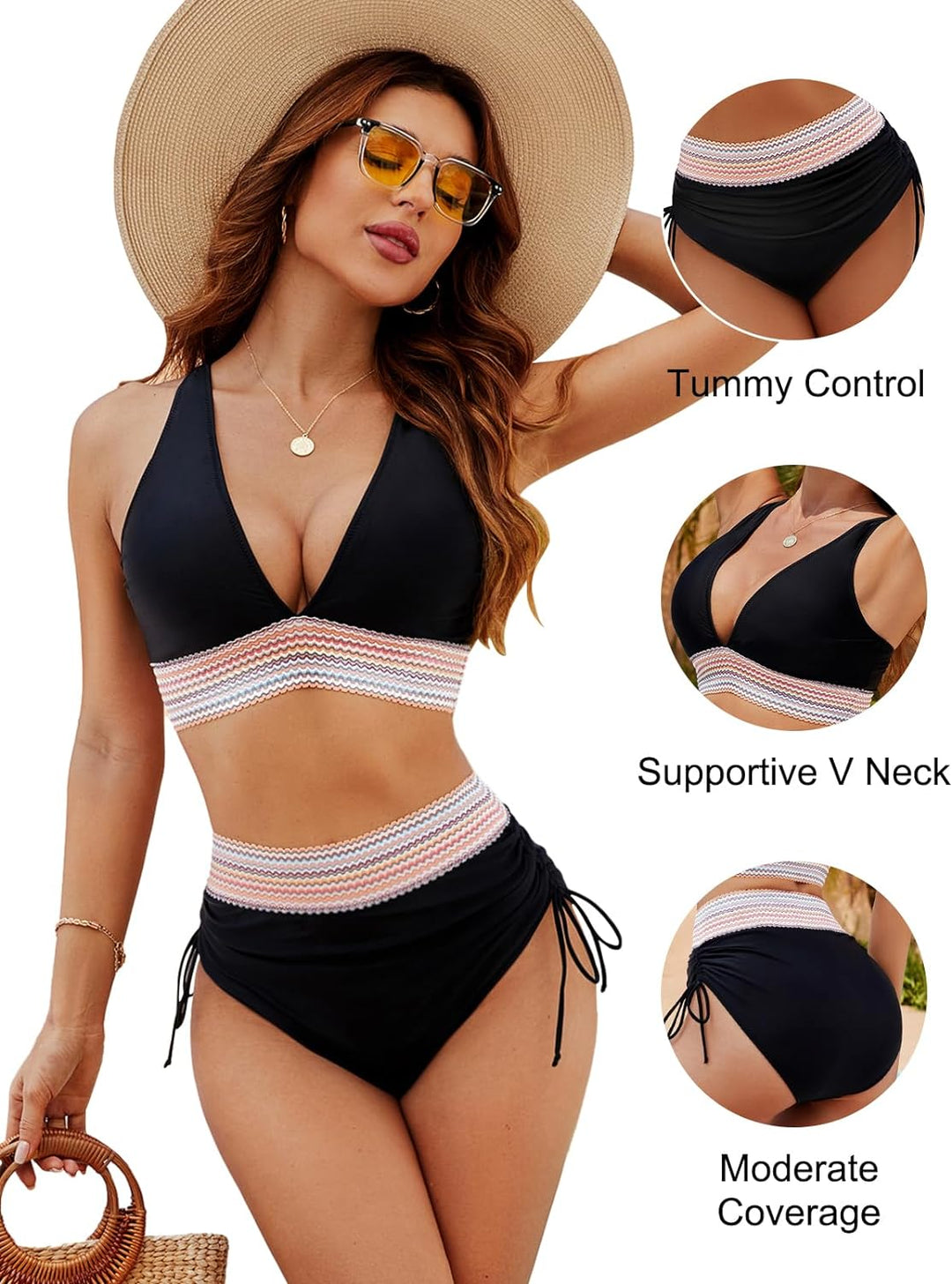 Wren | Chic Halter High-Waisted Tummy Control Bikini Set