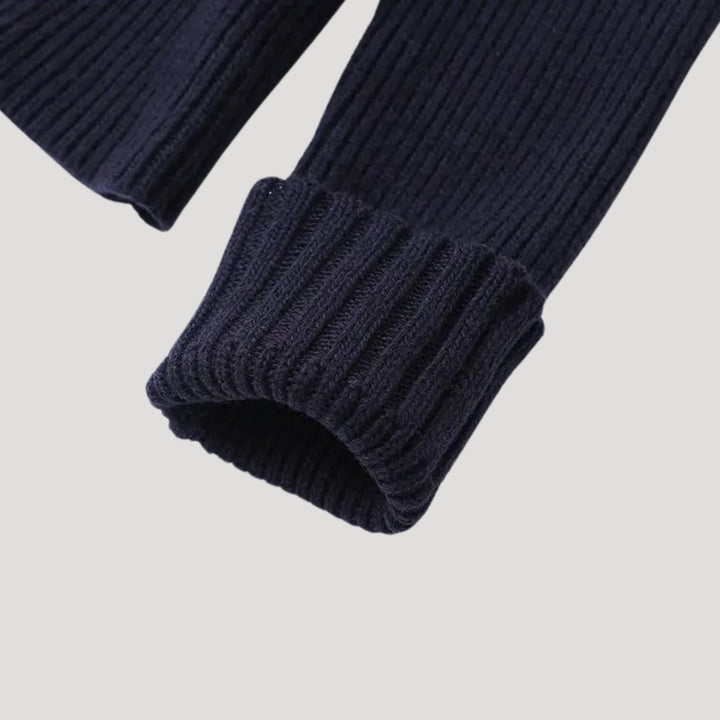 Madison | Chic Denim Trim Button Front Ribbed Knit Cardigan