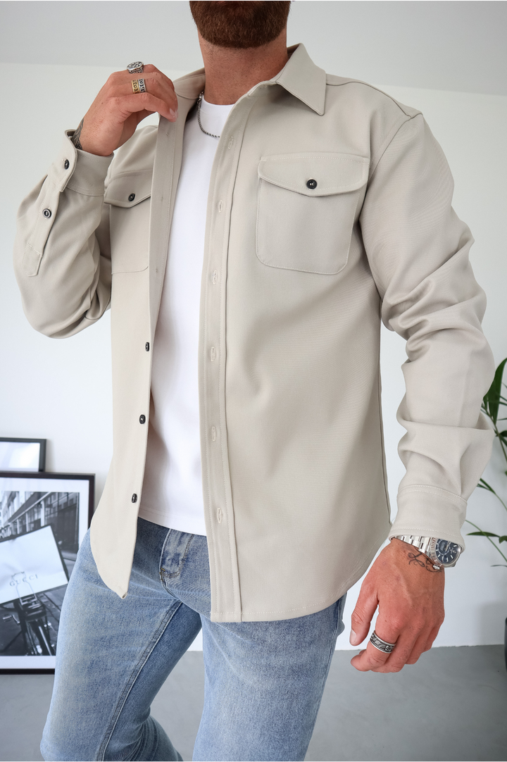 Sebastian | Stylish Long Sleeve Button Up Overshirt With Chest Pockets