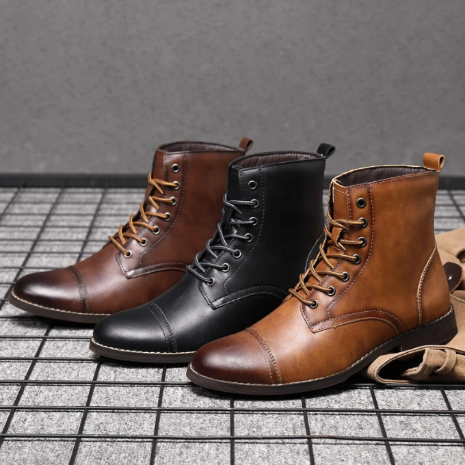Kai | Vintage Brown Leather Lace-Up Ankle Boots For Men