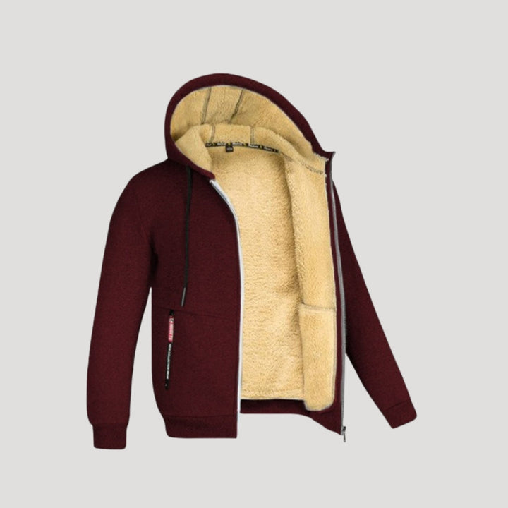 Tobias | Stylish Men's Sherpa Lined Zip-Up Hoodie With Hood
