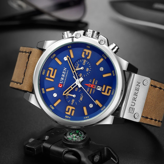 Hudson | Sleek Chronograph Men's Watch With Brown Leather Strap