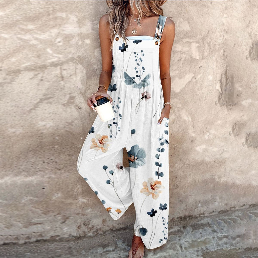 Hannah | Elegant Floral Sleeveless Jumpsuit With Square Neckline