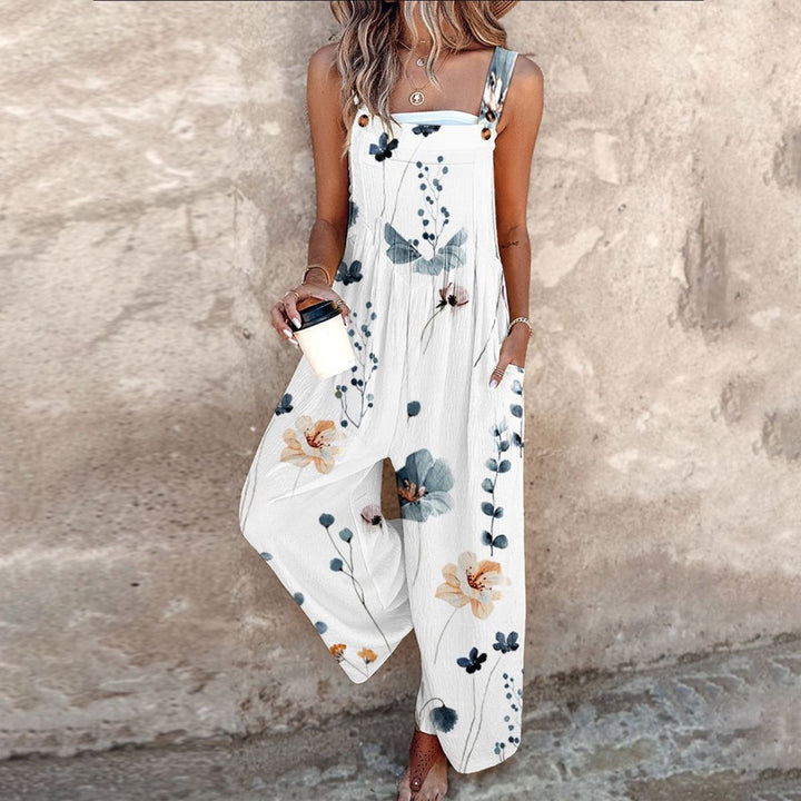 Hannah | Elegant Floral Sleeveless Jumpsuit With Square Neckline