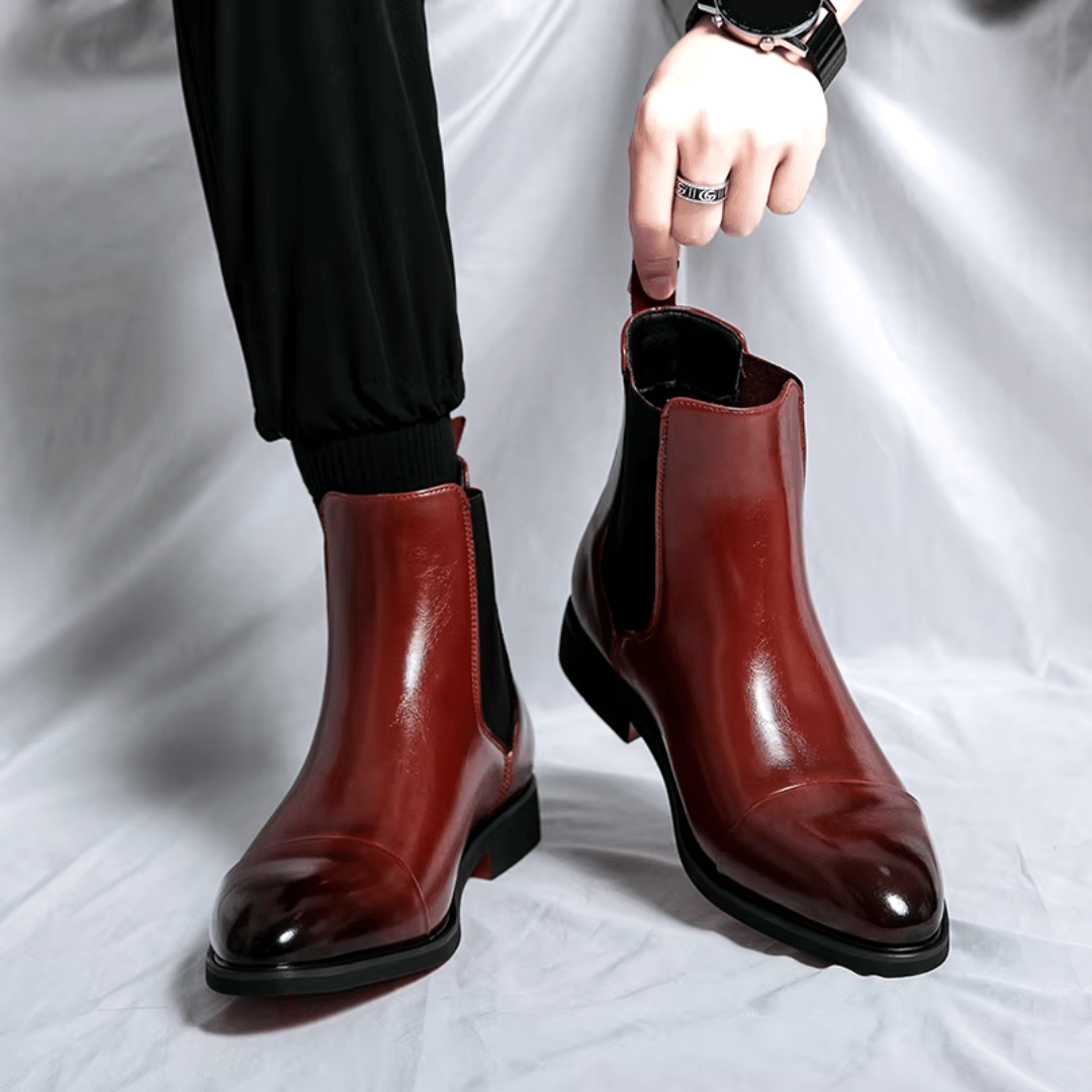 Rosie | Elegant Premium Leather Chelsea Boots With Red Sole Detail