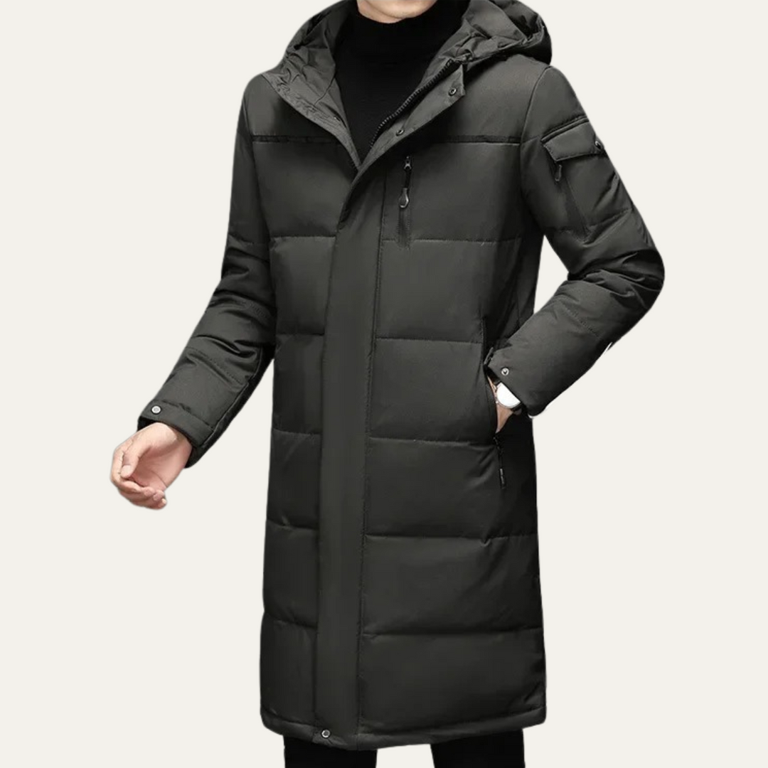 Serena | Sleek Longline Hooded Men's Thermal Puffer Coat