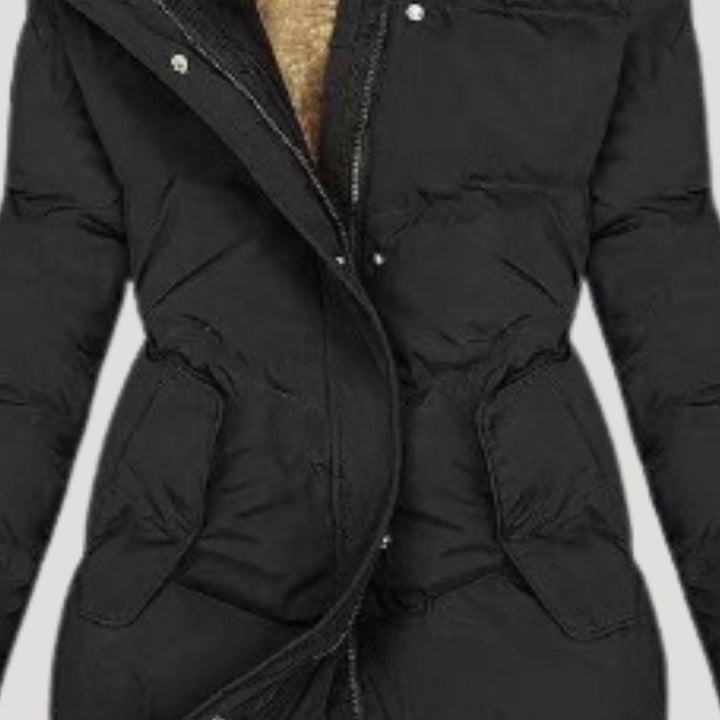 Quinn | Elegant Hooded Faux Fur Lined Long Winter Puffer Coat