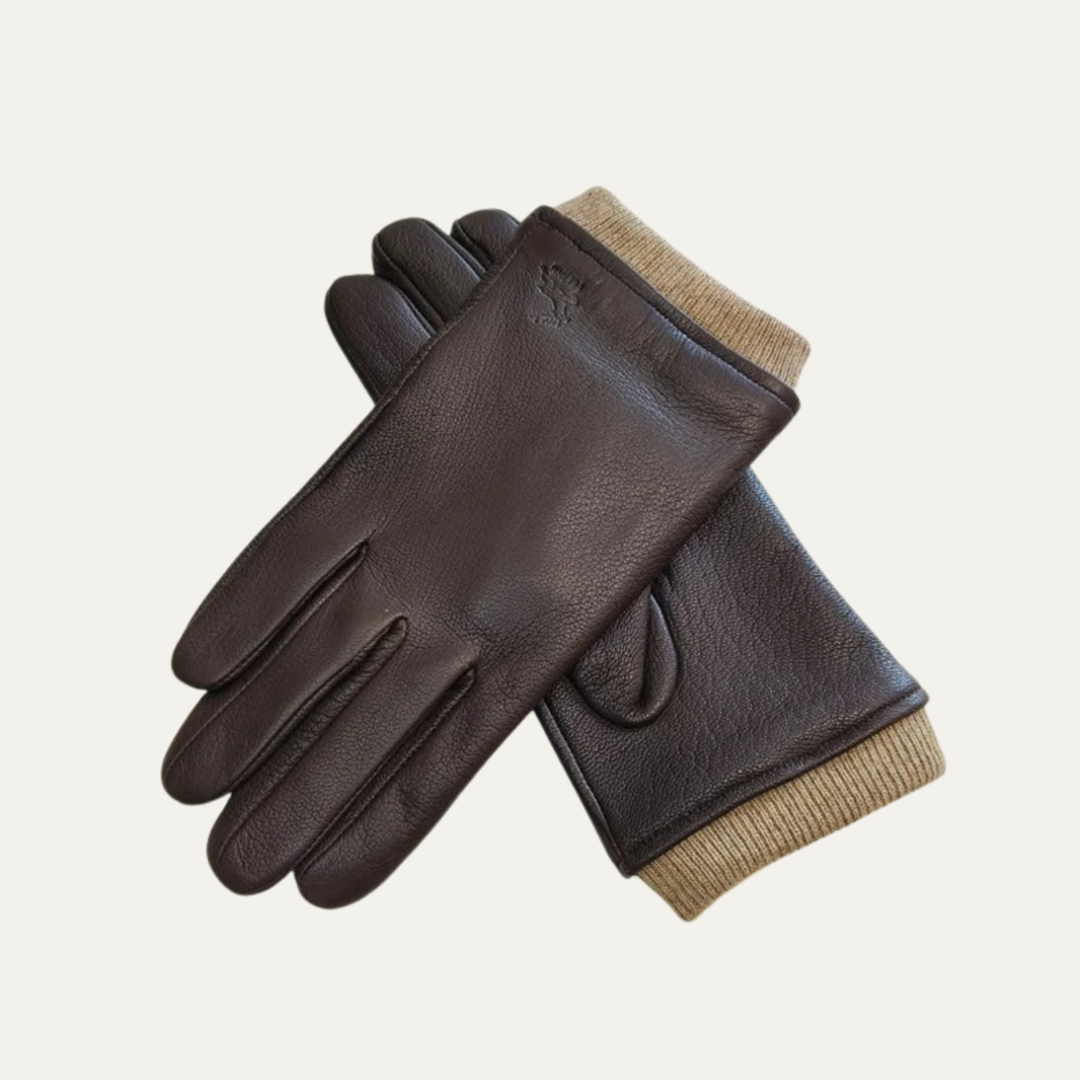 Margot | Elegant Black Leather Wool-Lined Winter Driving Gloves