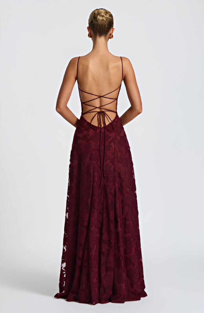 Elyse | Elegant Lace Strapless Maxi Dress With Corset Bodice