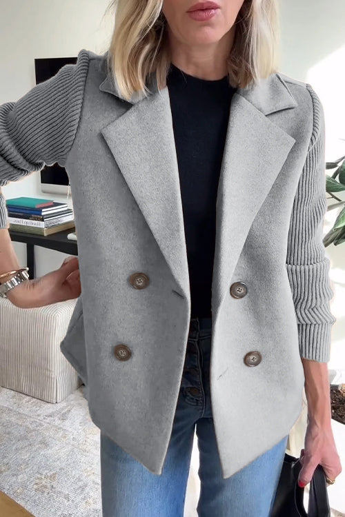 Rosalynn | Chic Double Breasted Knit Sleeve Blazer