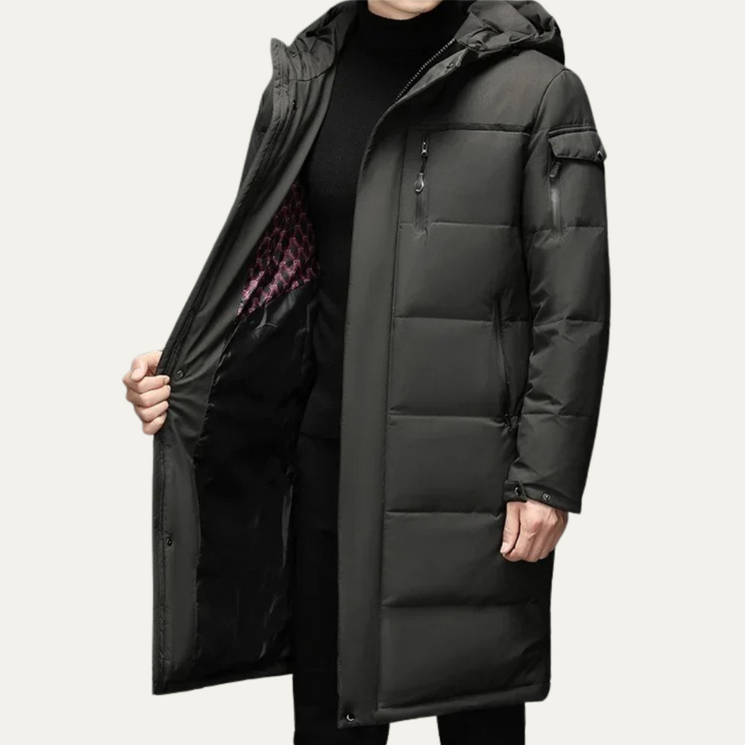 Serena | Sleek Longline Hooded Men's Thermal Puffer Coat