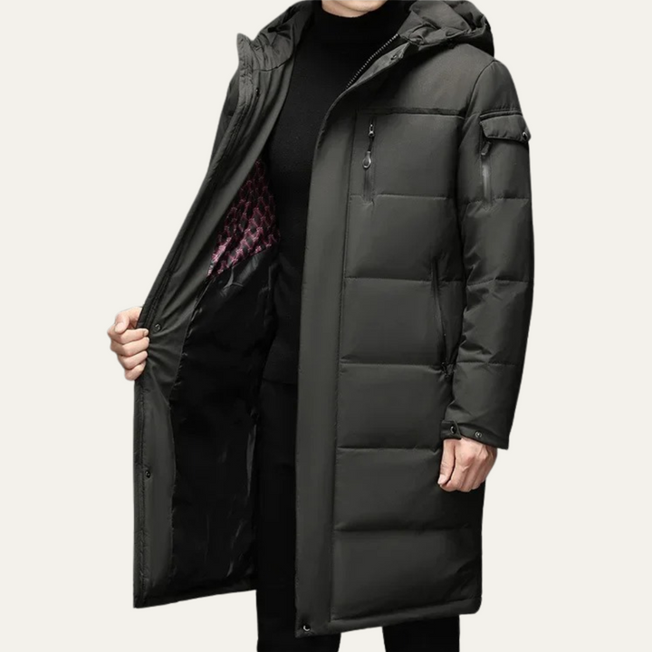 Serena | Sleek Longline Hooded Men's Thermal Puffer Coat