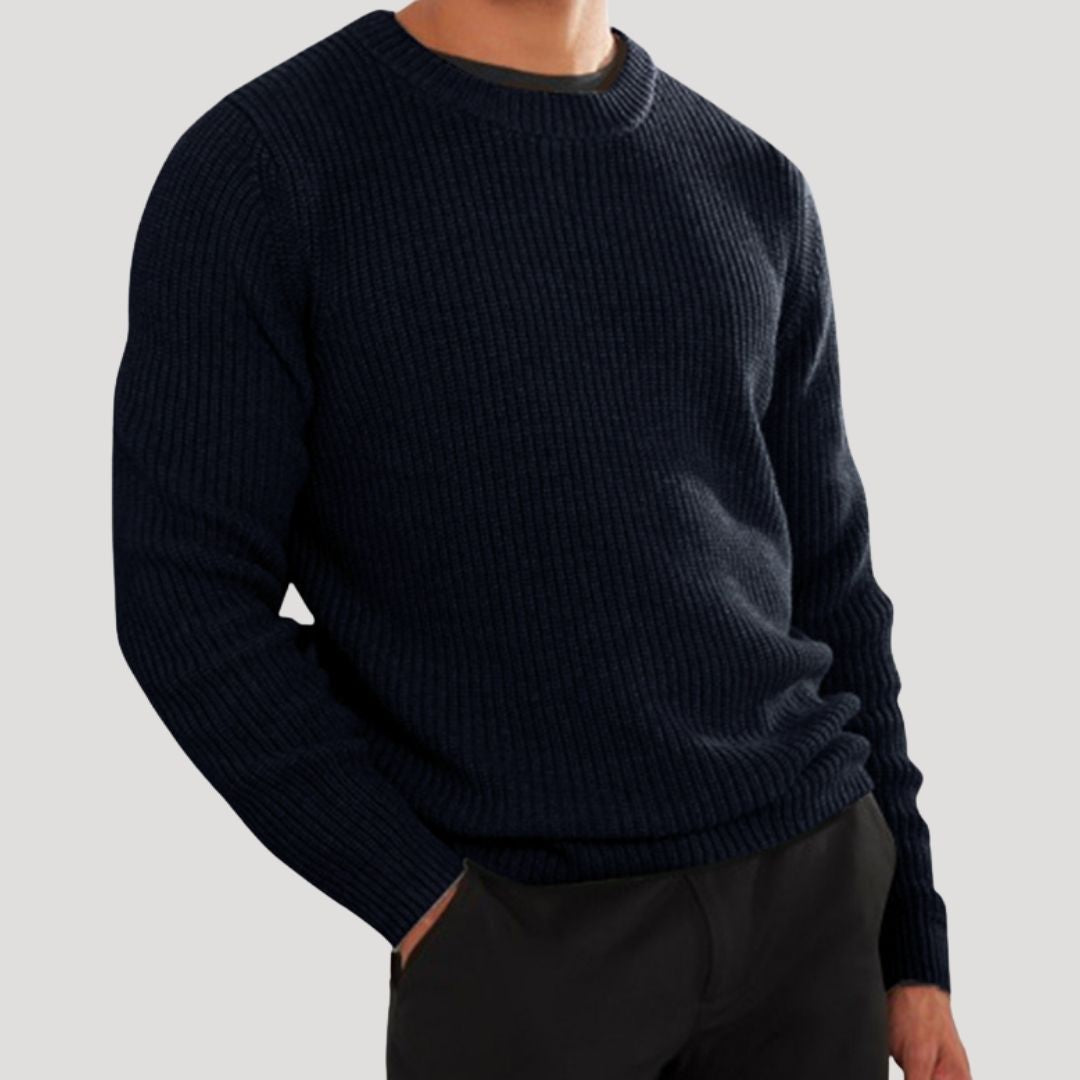 Elise | Stylish Crew Neck Ribbed Knit Sweater For Men