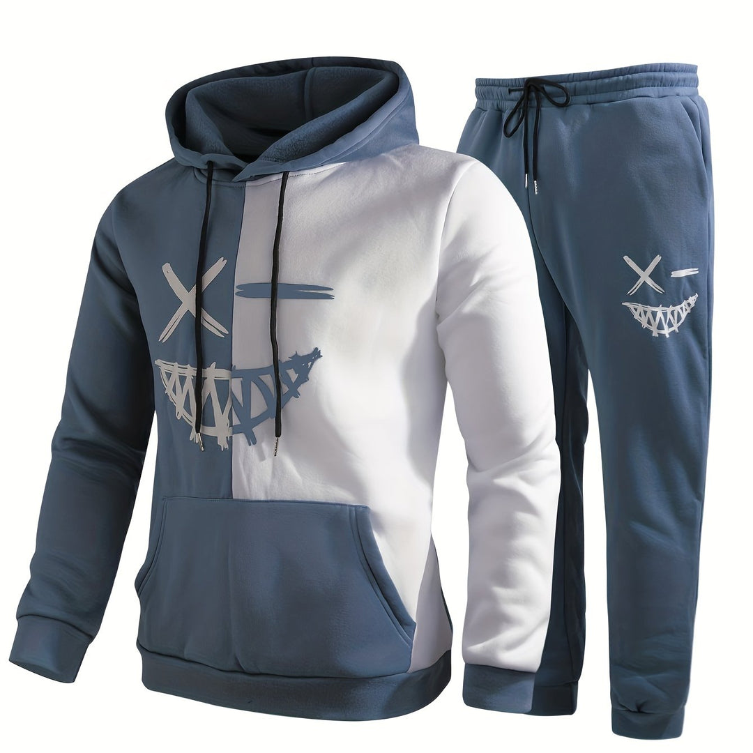 Damien | Stylish Color Block Hoodie And Jogger Set With Graphic Design