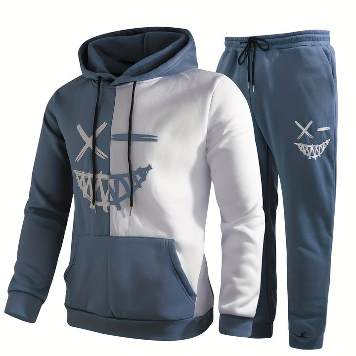 Damien | Stylish Color Block Hoodie And Jogger Set With Graphic Design