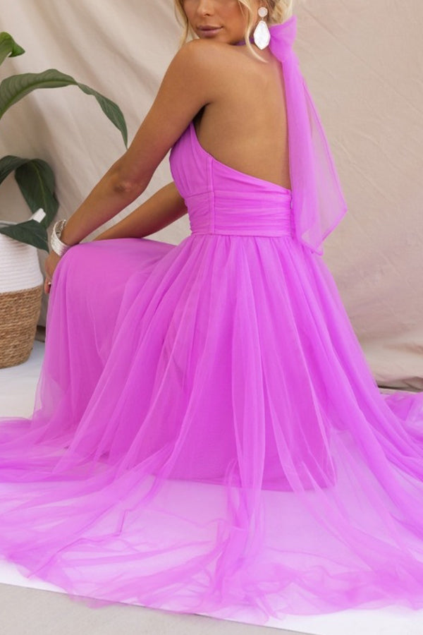 Beatrice | Elegant Halter Tulle Maxi Dress