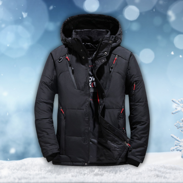 Valentino | Stylish Men's Hooded Puffer Winter Jacket With Zip Details