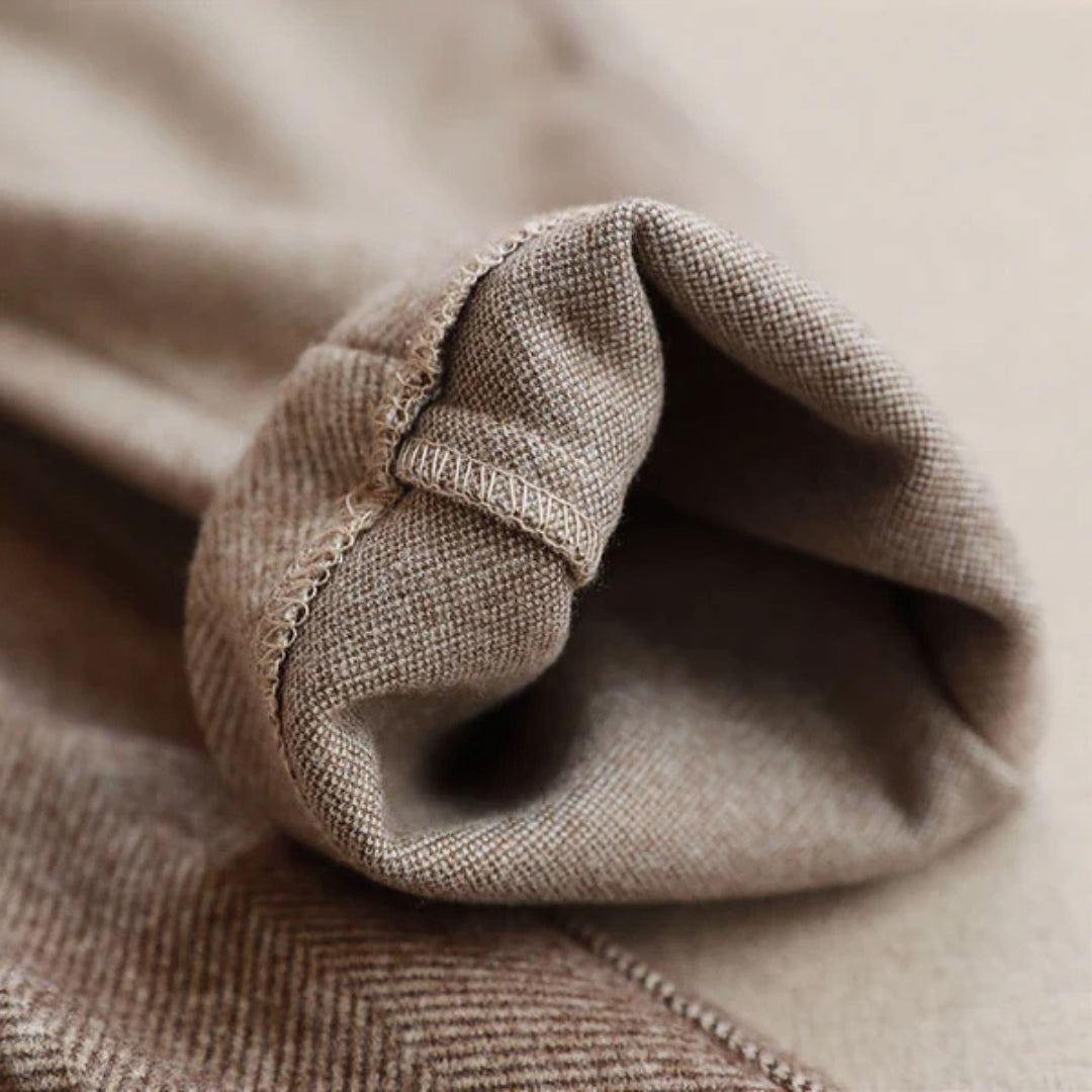 Rafael | Elegant Pleated Herringbone Heritage Trousers For Men