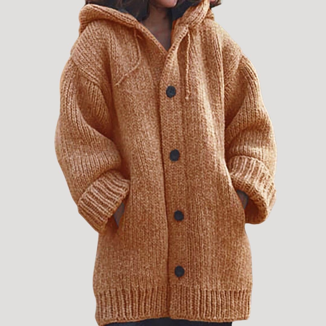 Margot | Elegant Hooded Long Chunky Knit Cardigan