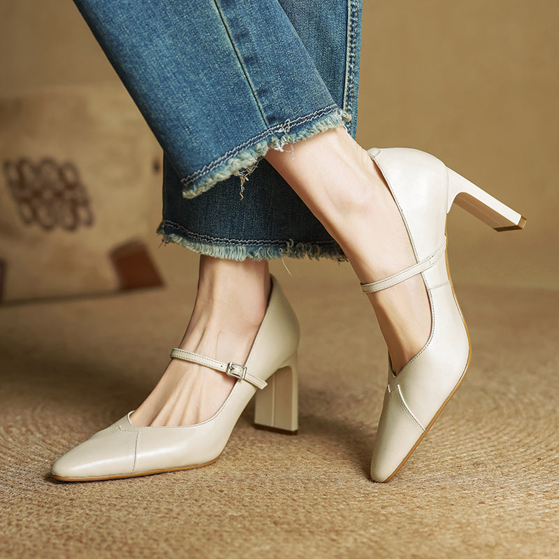Evie | Genuine Leather Heels with Strap