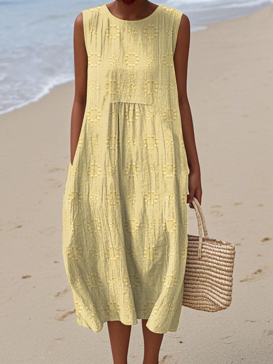 Dara | Elegant Sleeveless Embroidered Maxi Dress With Tummy Coverage