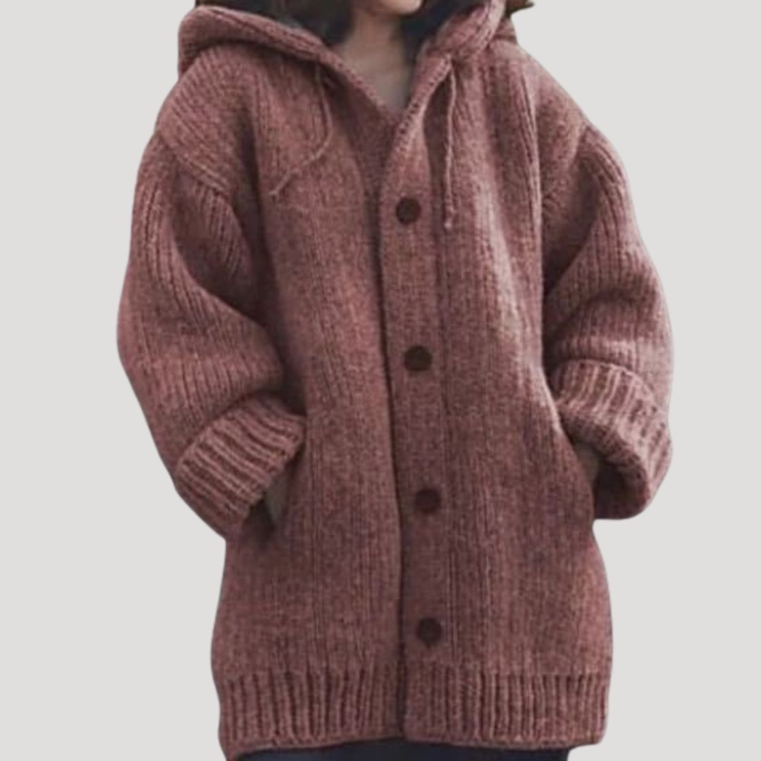 Margot | Elegant Hooded Long Chunky Knit Cardigan