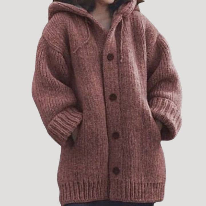 Margot | Elegant Hooded Long Chunky Knit Cardigan
