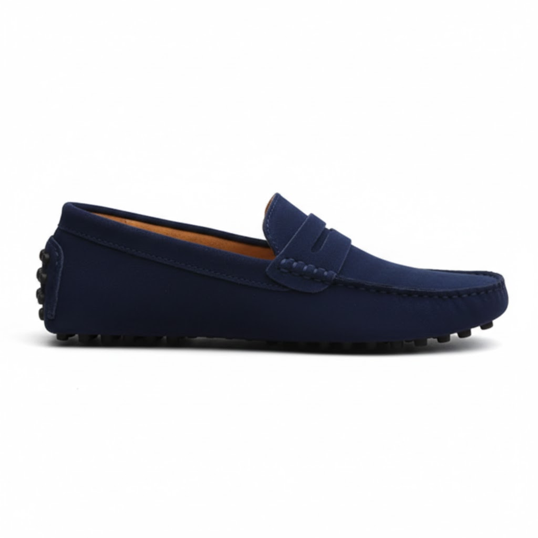 Nina | Stylish Navy Suede Driving Loafers For Men