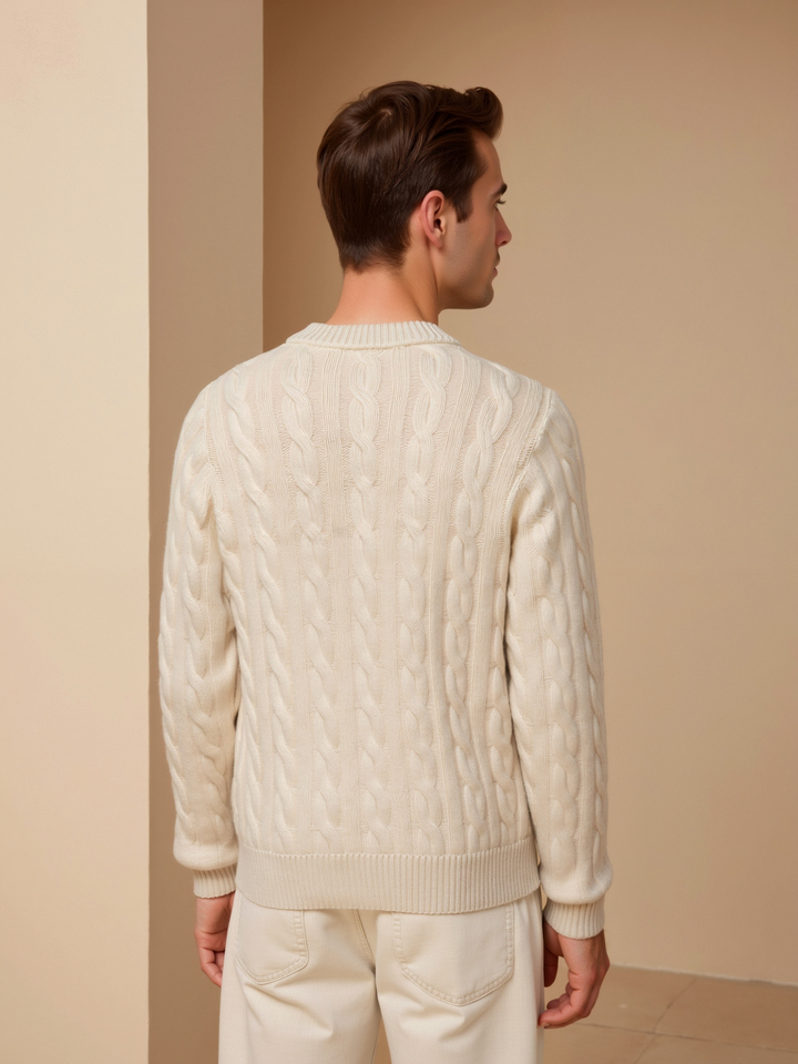 Montgomery | Stylish Cable Knit Cashmere Sweater Men - Crew Neck