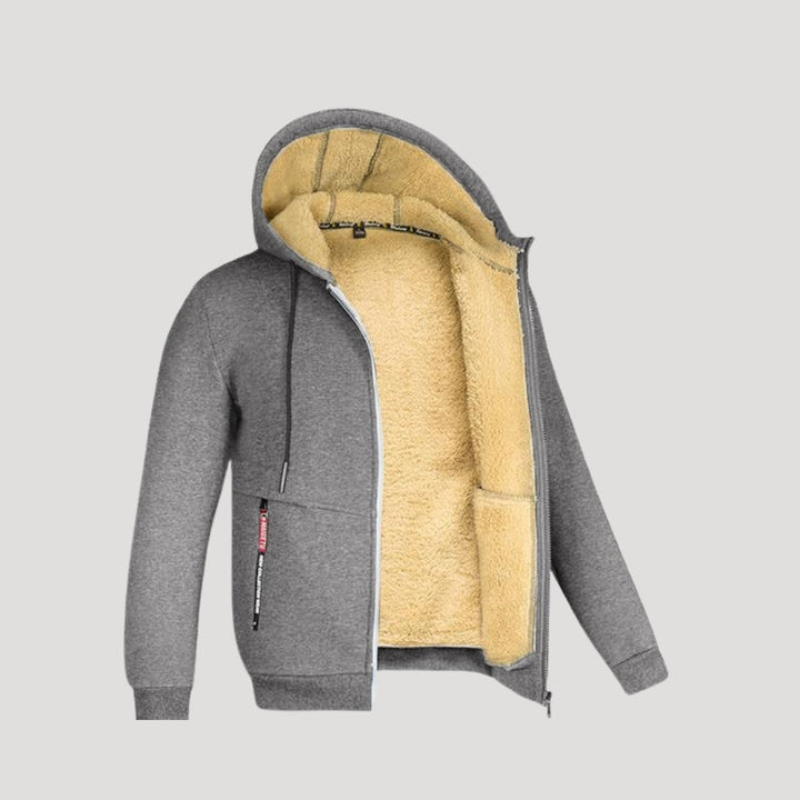 Tobias | Stylish Men's Sherpa Lined Zip-Up Hoodie With Hood