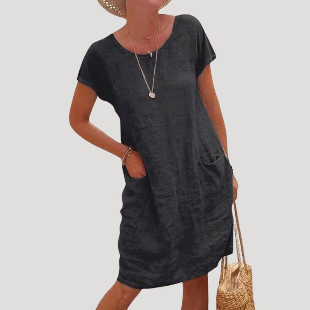 Penelope | Effortless Cotton Midi Dress With Short Sleeves