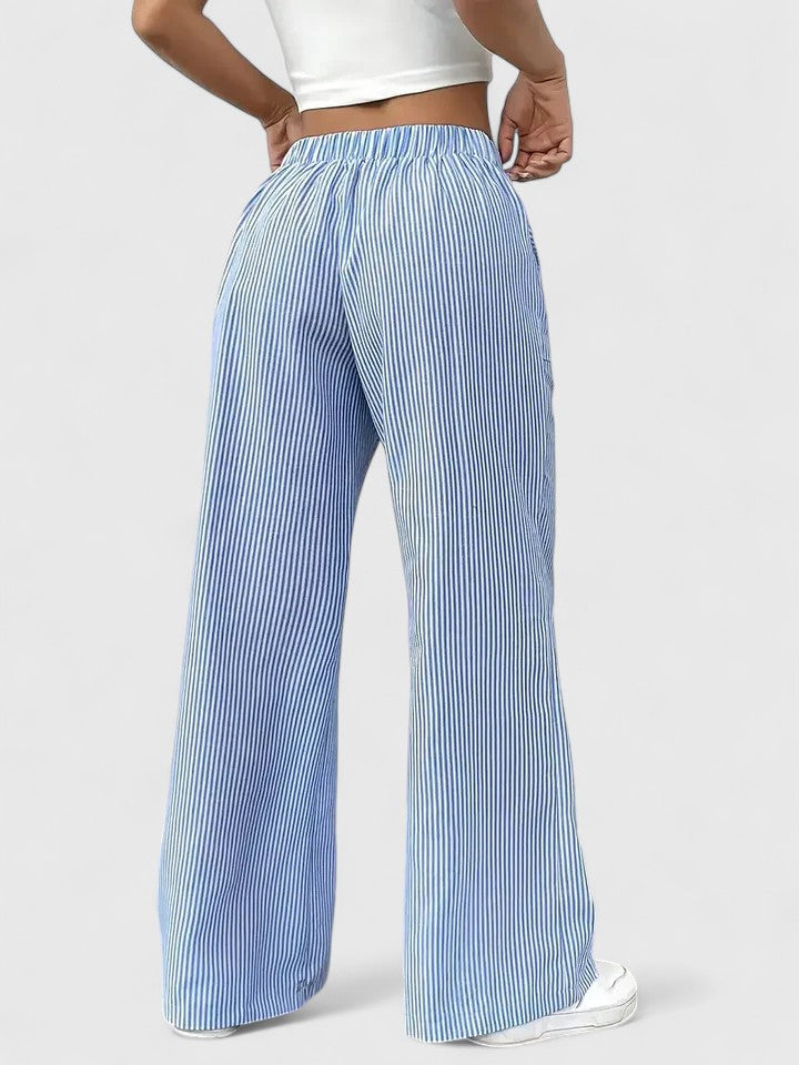 Tessa | Stylish Striped Wide Leg Palazzo Pants With Drawstring