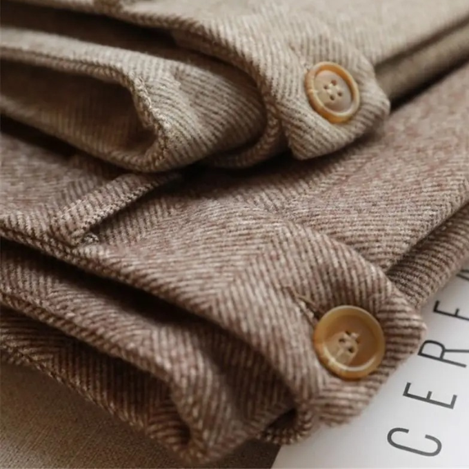 Rosalynn | Elegant Herringbone Wool Pleated Dress Trousers For Men
