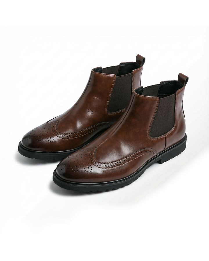 Margot | Elegant Brogue Chelsea Boots With Premium Leather