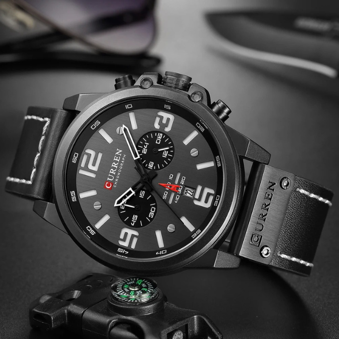 Hudson | Sleek Chronograph Men's Watch With Brown Leather Strap