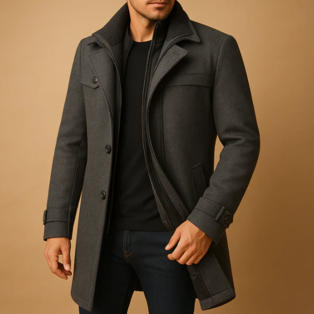 Serena | Stylish Double-Breasted Wool Winter Coat With High Collar