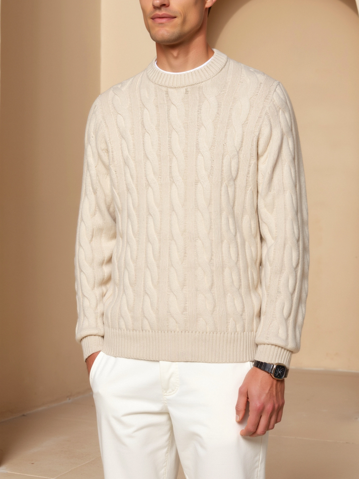Montgomery | Stylish Cable Knit Cashmere Sweater Men - Crew Neck