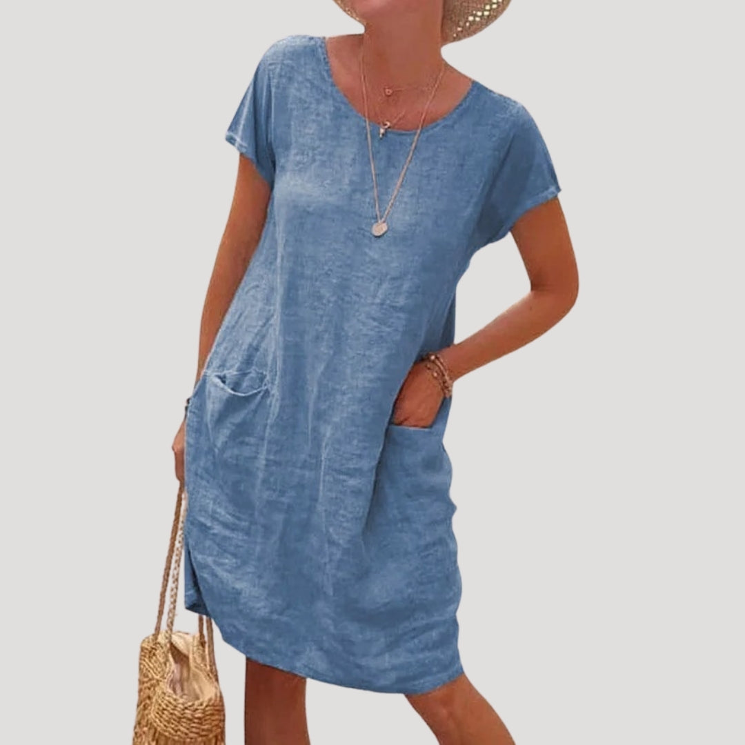 Penelope | Effortless Cotton Midi Dress With Short Sleeves