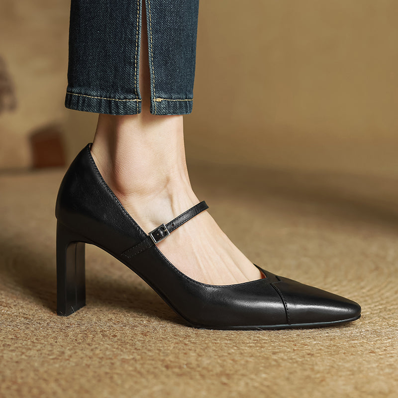 Evie | Genuine Leather Heels with Strap