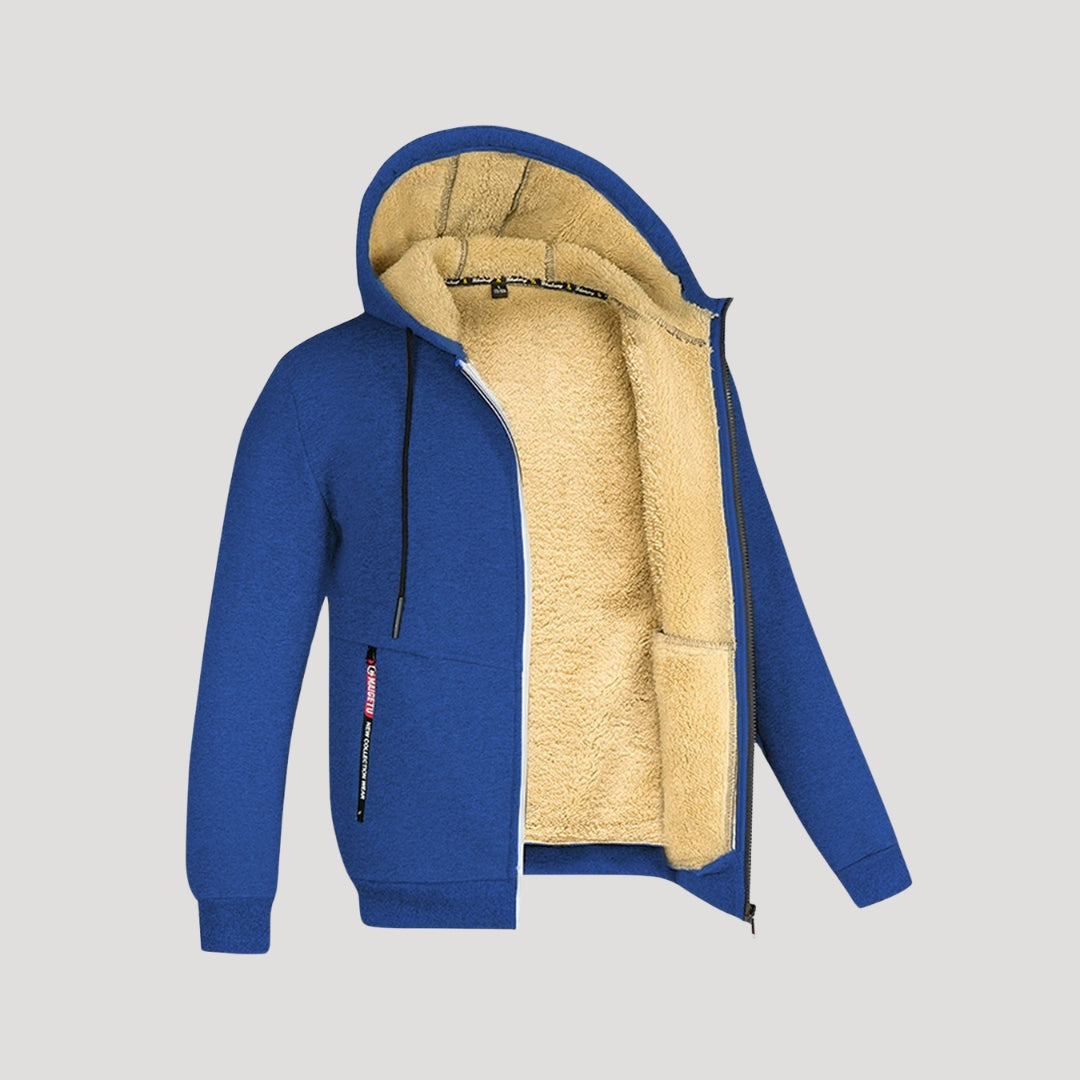 Tobias | Stylish Men's Sherpa Lined Zip-Up Hoodie With Hood