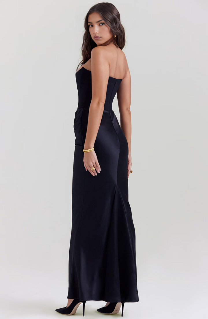 Juliet | Elegant Strapless Satin Maxi Dress