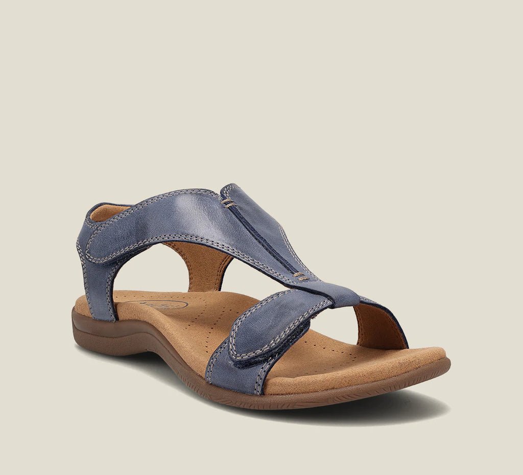 Tessa | Elegant Black Leather Arch Support Sandals For Women