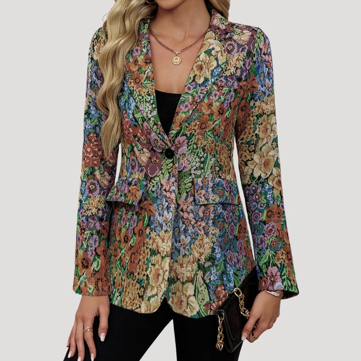 Margot | Chic Floral Tapestry Fitted Blazer With Structured Silhouette