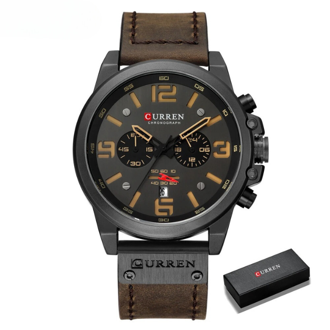 Hudson | Sleek Chronograph Men's Watch With Brown Leather Strap