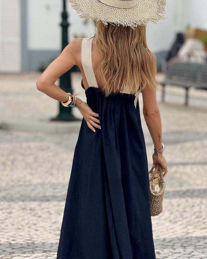 Harper | Elegant Halter Crossover Maxi Dress With Backless Design
