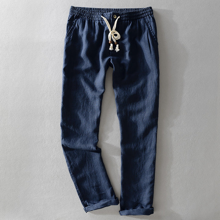 Breeze | Casual Drawstring Linen Pants Men - Light Blue
