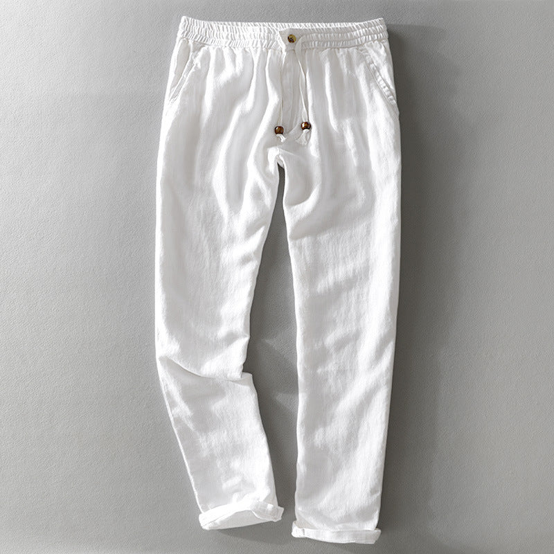 Breeze | Casual Drawstring Linen Pants Men - Light Blue