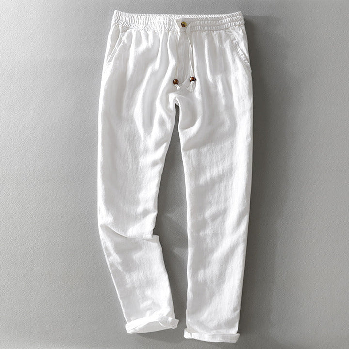 Breeze | Casual Drawstring Linen Pants Men - Light Blue