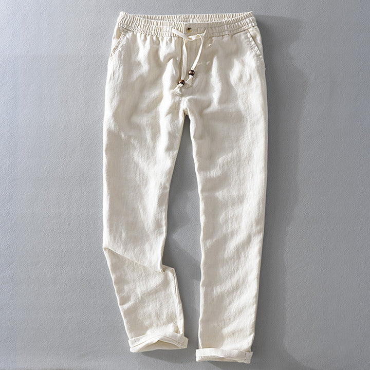 Breeze | Casual Drawstring Linen Pants Men - Light Blue
