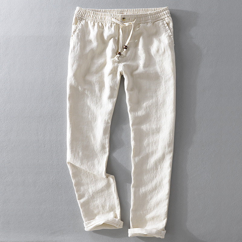Breeze | Casual Drawstring Linen Pants Men - Light Blue